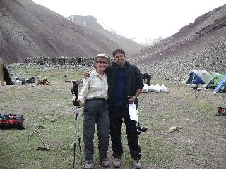 Maryann with Sanjay at Stok Kangri base camp
